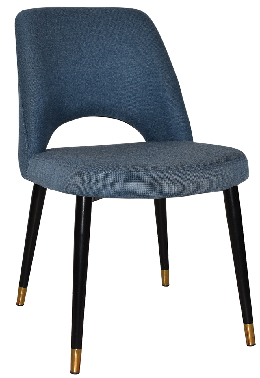EZ Albury Black Stainless Steel Brass Top Leg Upholstered Hospitality Dining Chair