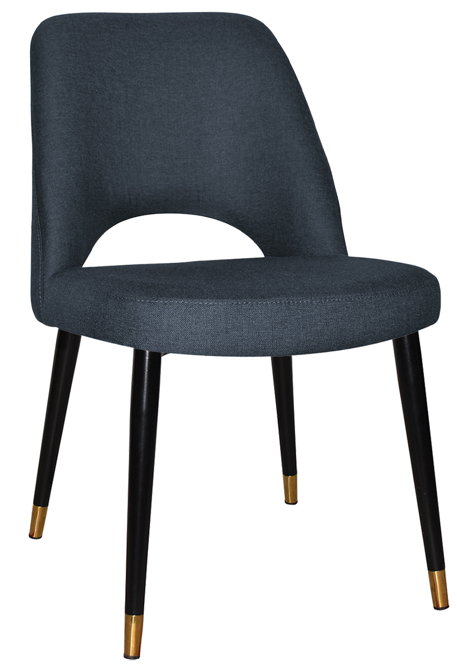 EZ Albury Black Stainless Steel Brass Top Leg Upholstered Hospitality Dining Chair