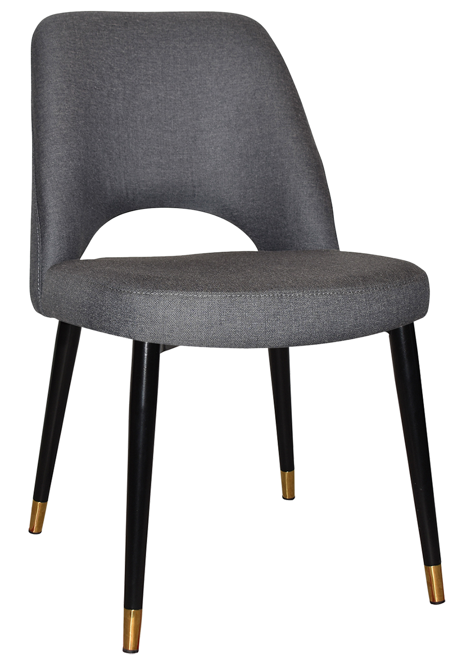 EZ Albury Black Stainless Steel Brass Top Leg Upholstered Hospitality Dining Chair
