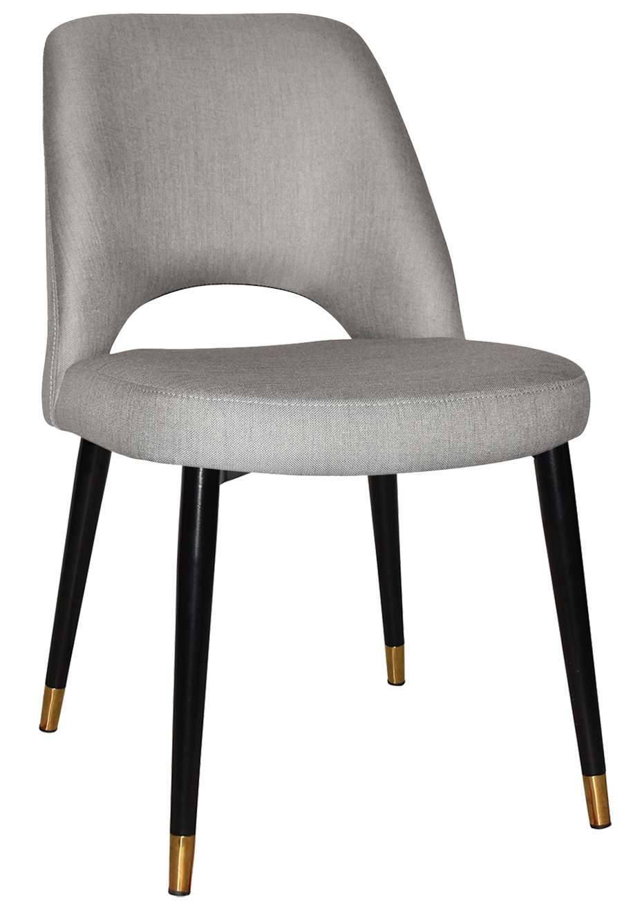 EZ Albury Black Stainless Steel Brass Top Leg Upholstered Hospitality Dining Chair