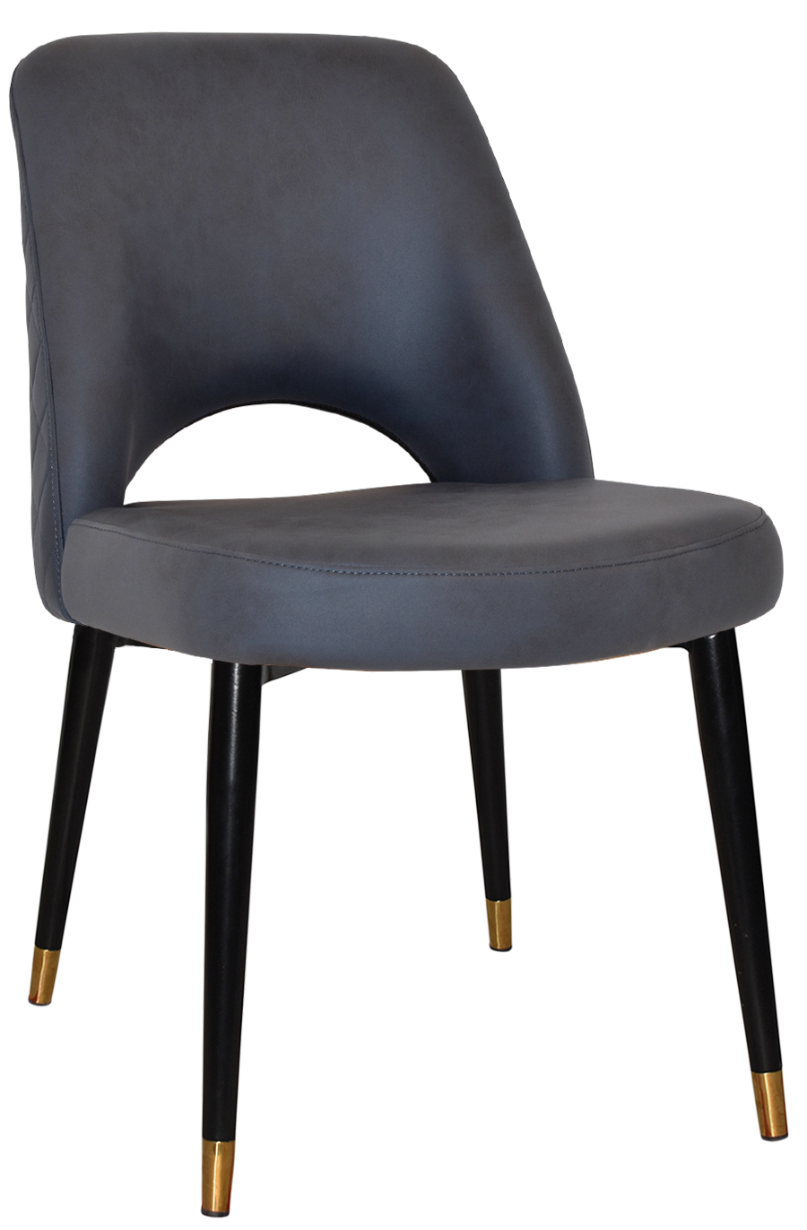 EZ Albury Black Stainless Steel Brass Top Leg Upholstered Hospitality Dining Chair