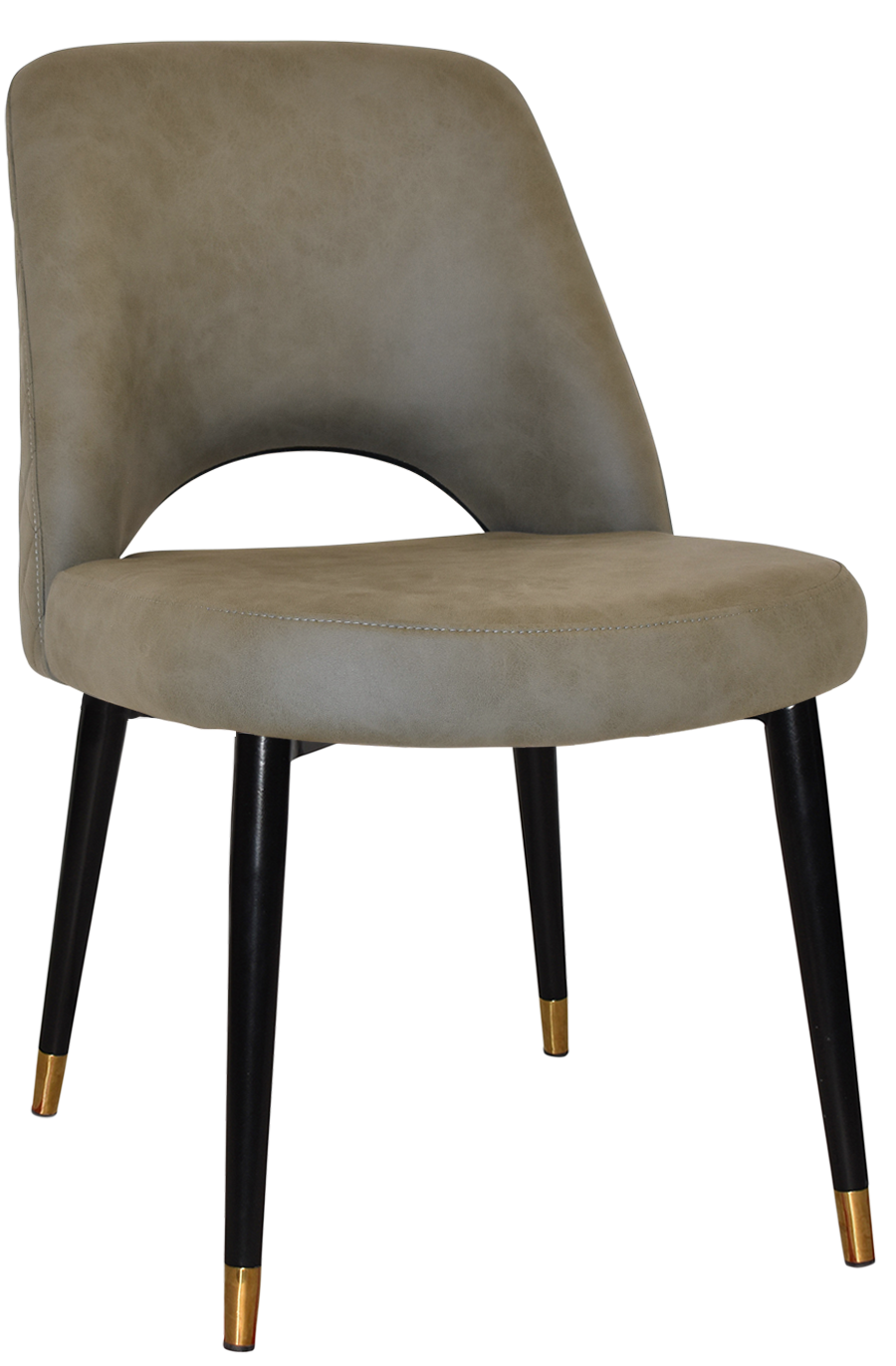 EZ Albury Black Stainless Steel Brass Top Leg Upholstered Hospitality Dining Chair