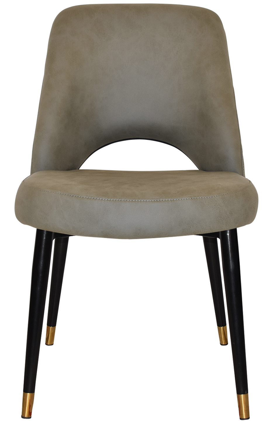 EZ Albury Black Stainless Steel Brass Top Leg Upholstered Hospitality Dining Chair