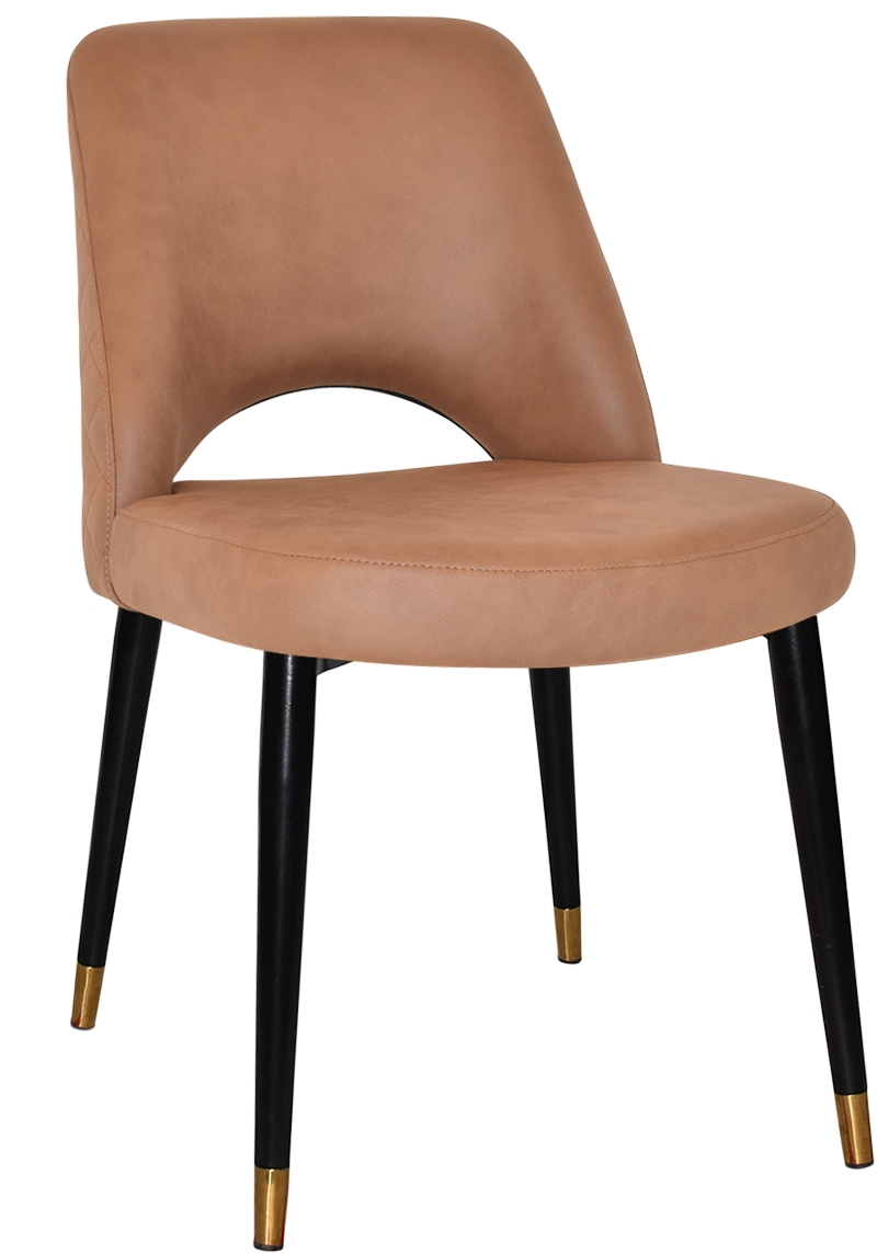 EZ Albury Black Stainless Steel Brass Top Leg Upholstered Hospitality Dining Chair