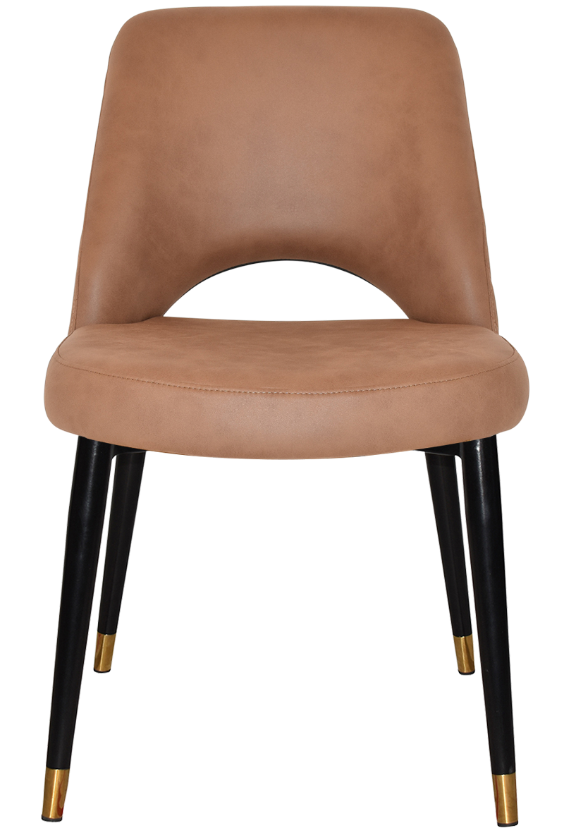 EZ Albury Black Stainless Steel Brass Top Leg Upholstered Hospitality Dining Chair