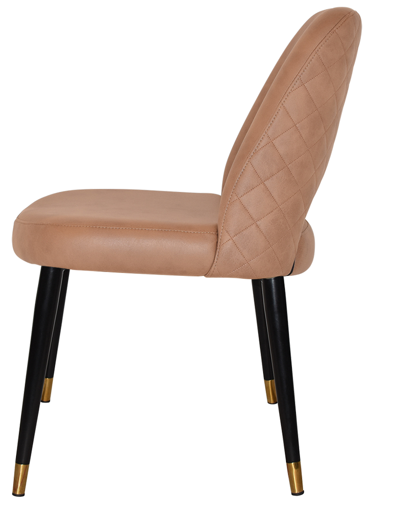 EZ Albury Black Stainless Steel Brass Top Leg Upholstered Hospitality Dining Chair