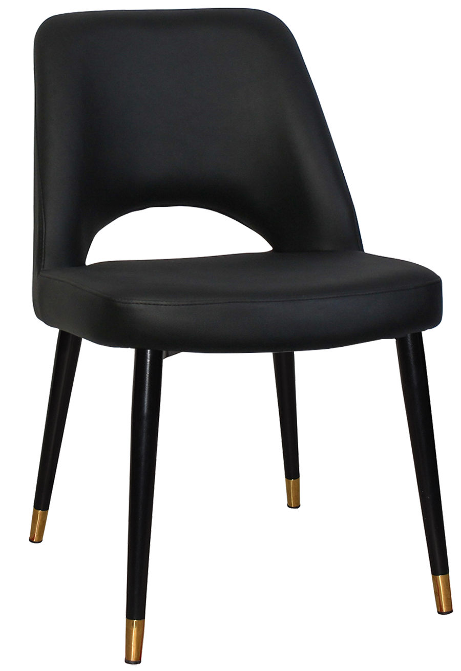 EZ Albury Black Stainless Steel Brass Top Leg Upholstered Hospitality Dining Chair