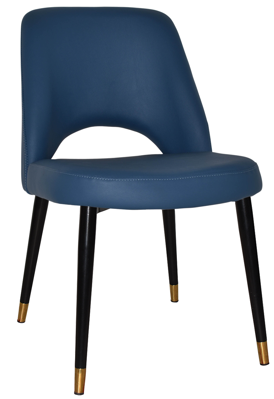 EZ Albury Black Stainless Steel Brass Top Leg Upholstered Hospitality Dining Chair