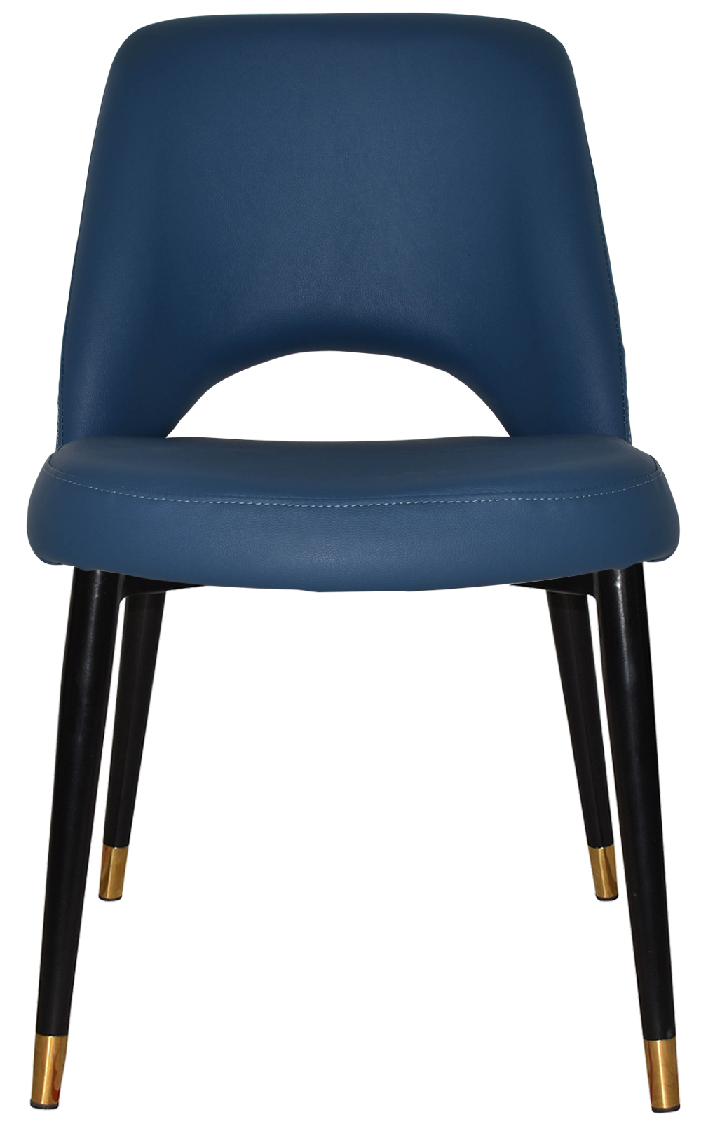 EZ Albury Black Stainless Steel Brass Top Leg Upholstered Hospitality Dining Chair