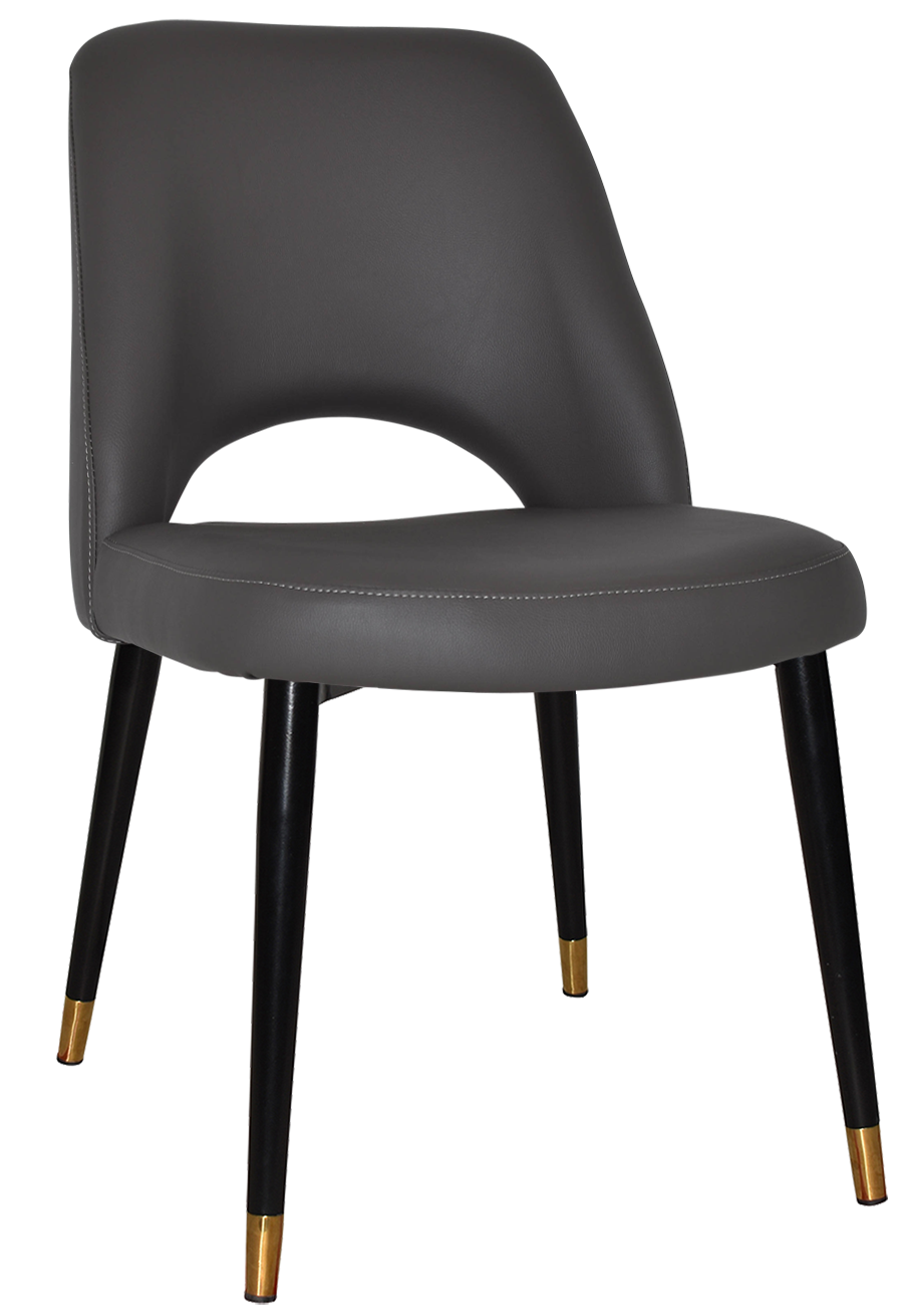 EZ Albury Black Stainless Steel Brass Top Leg Upholstered Hospitality Dining Chair