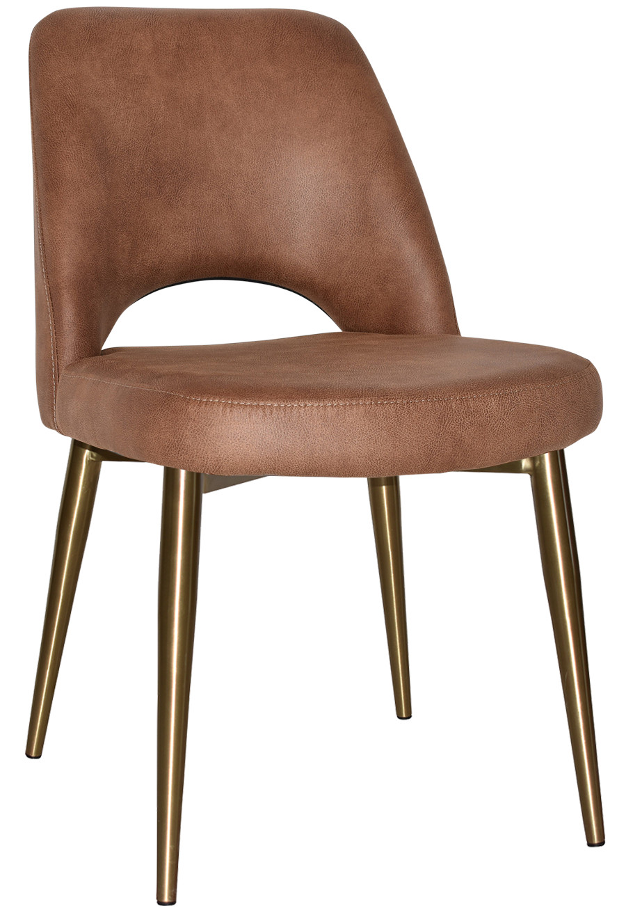 EZ Albury Brass Colour Stainless Steel Leg Upholstered Hospitality Dining Chair