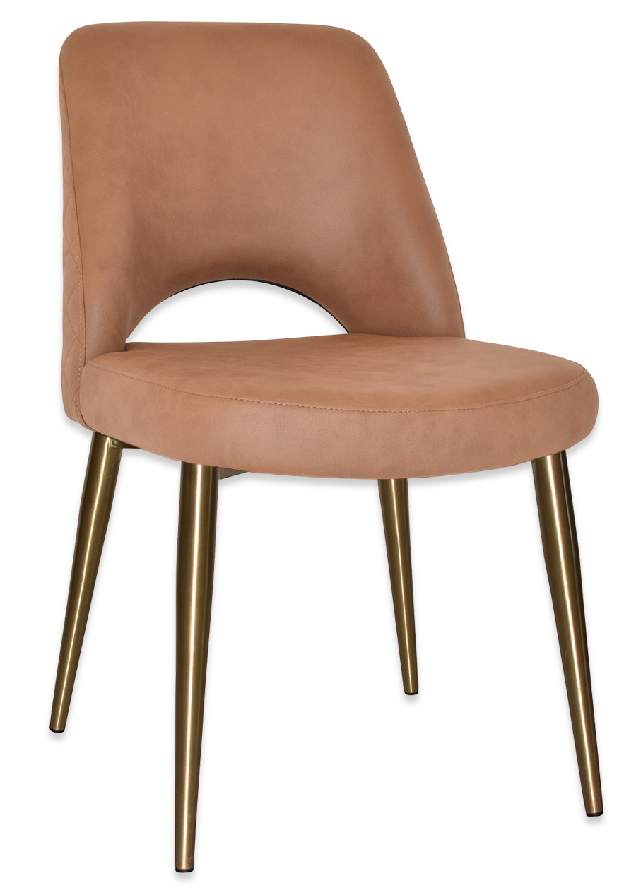 EZ Albury Brass Colour Stainless Steel Leg Upholstered Hospitality Dining Chair