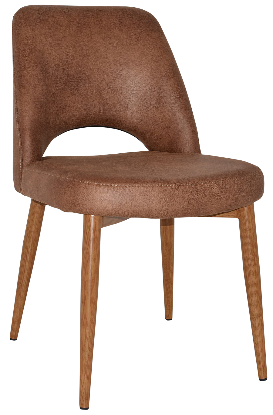 EZ Albury Oak Stained Metal Leg Upholstered Hospitality Dining Chair