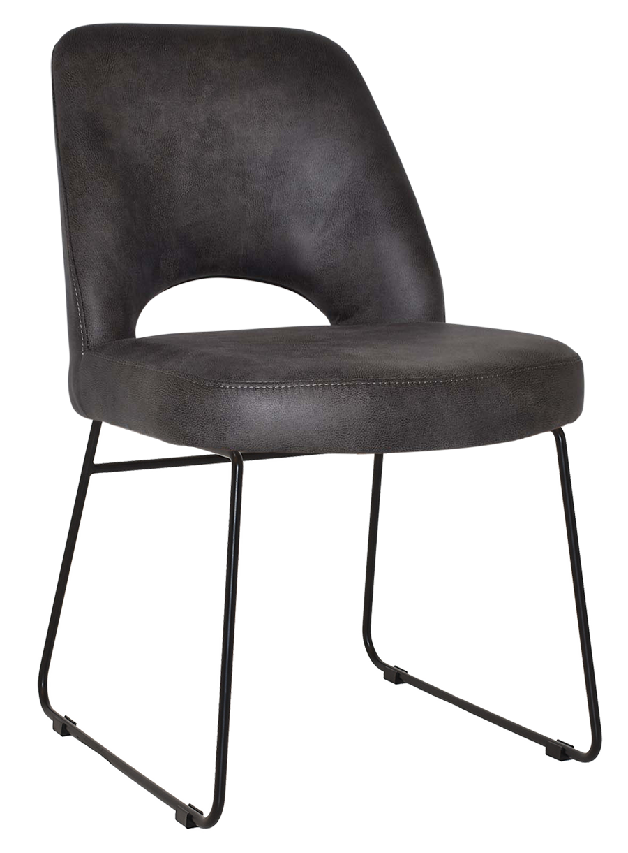 EZ Albury Black Metal Sled Base Upholstered Hospitality Dining Chair