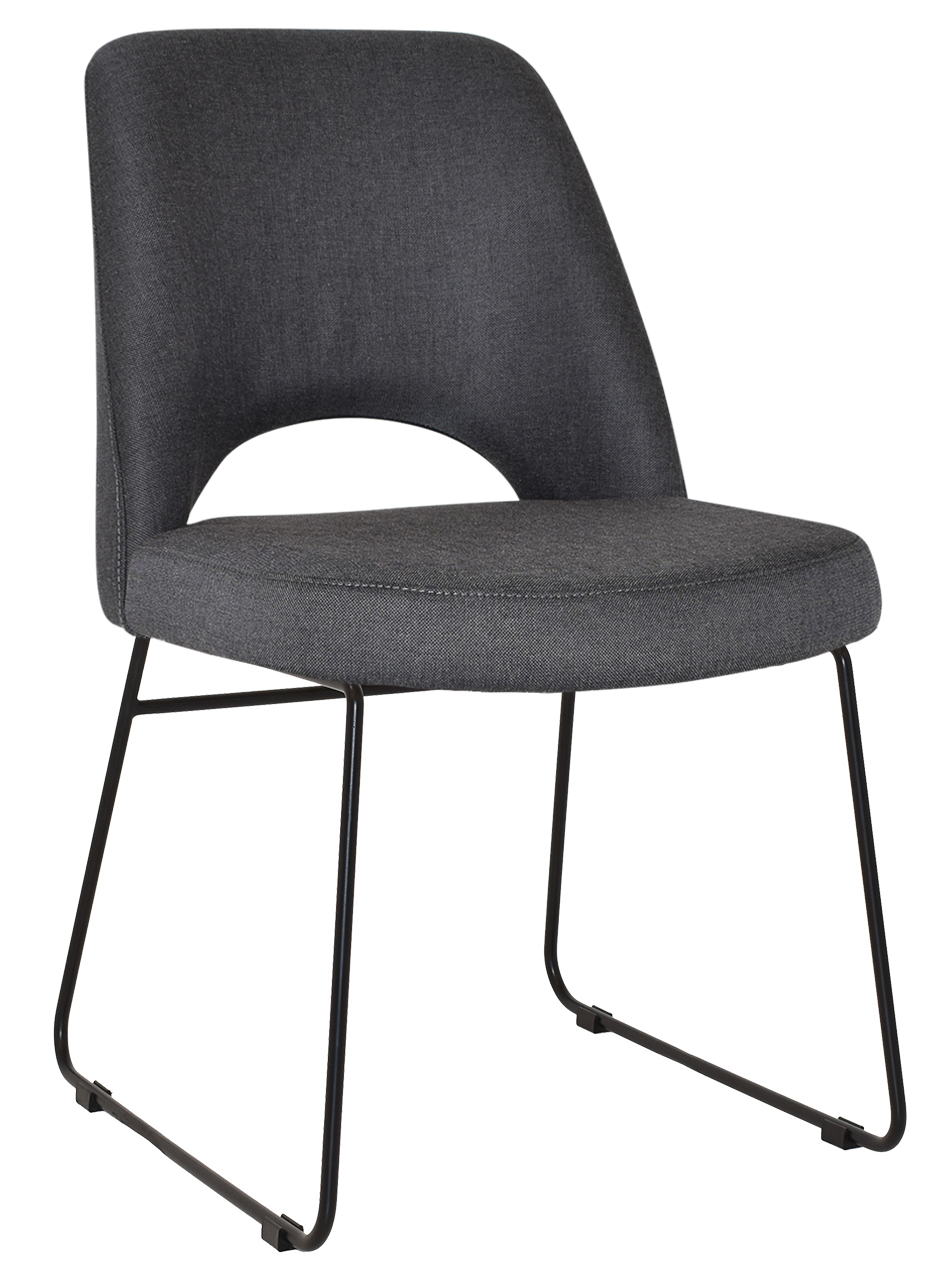 EZ Albury Black Metal Sled Base Upholstered Hospitality Dining Chair