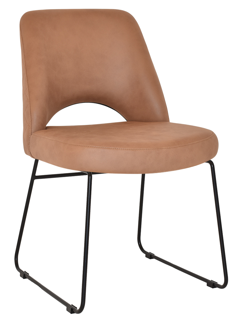 EZ Albury Black Metal Sled Base Upholstered Hospitality Dining Chair