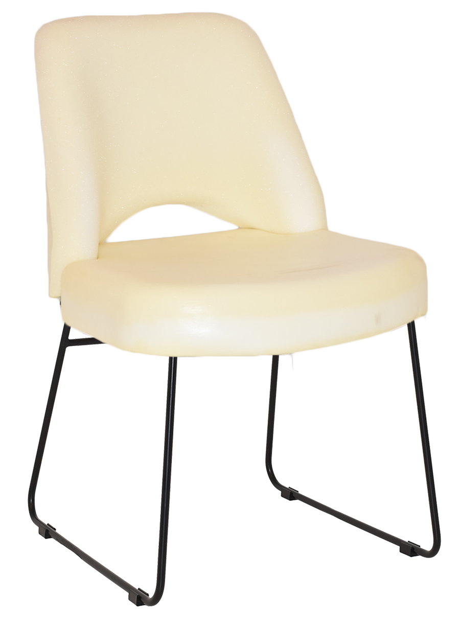EZ Albury Black Metal Sled Base Upholstered Hospitality Dining Chair
