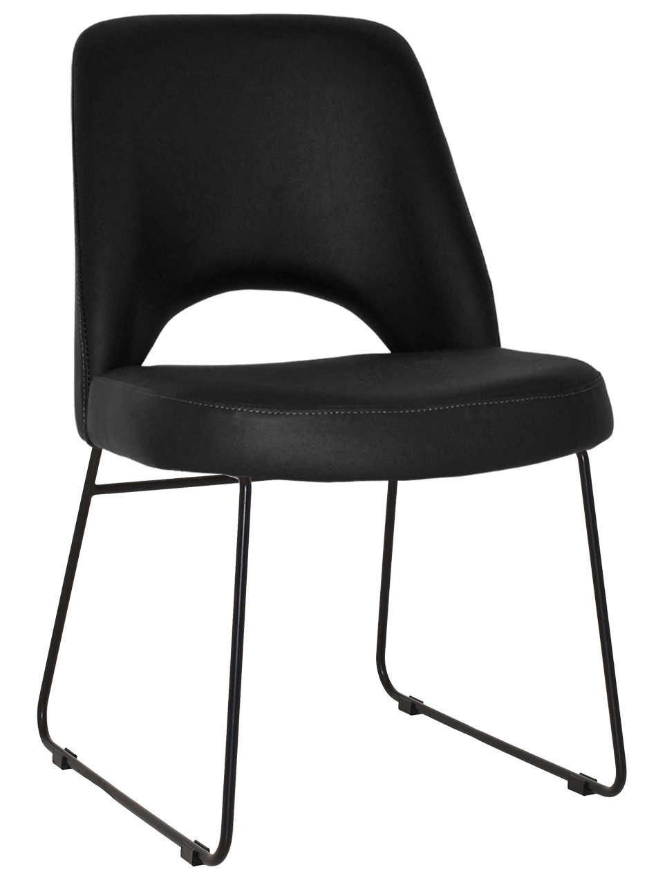 EZ Albury Black Metal Sled Base Upholstered Hospitality Dining Chair