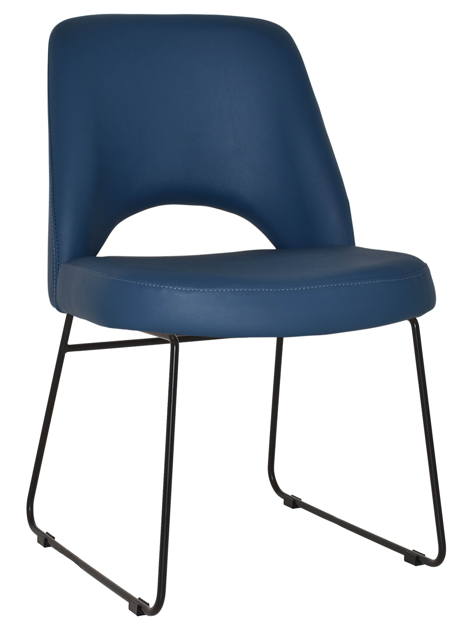 EZ Albury Black Metal Sled Base Upholstered Hospitality Dining Chair