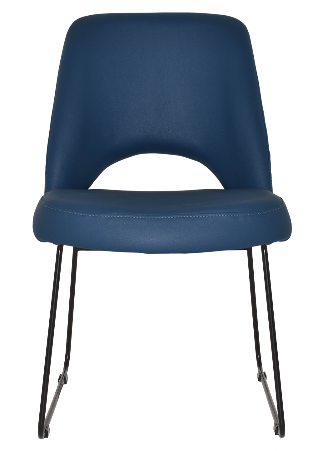 EZ Albury Black Metal Sled Base Upholstered Hospitality Dining Chair