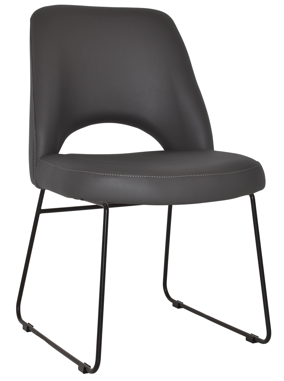 EZ Albury Black Metal Sled Base Upholstered Hospitality Dining Chair
