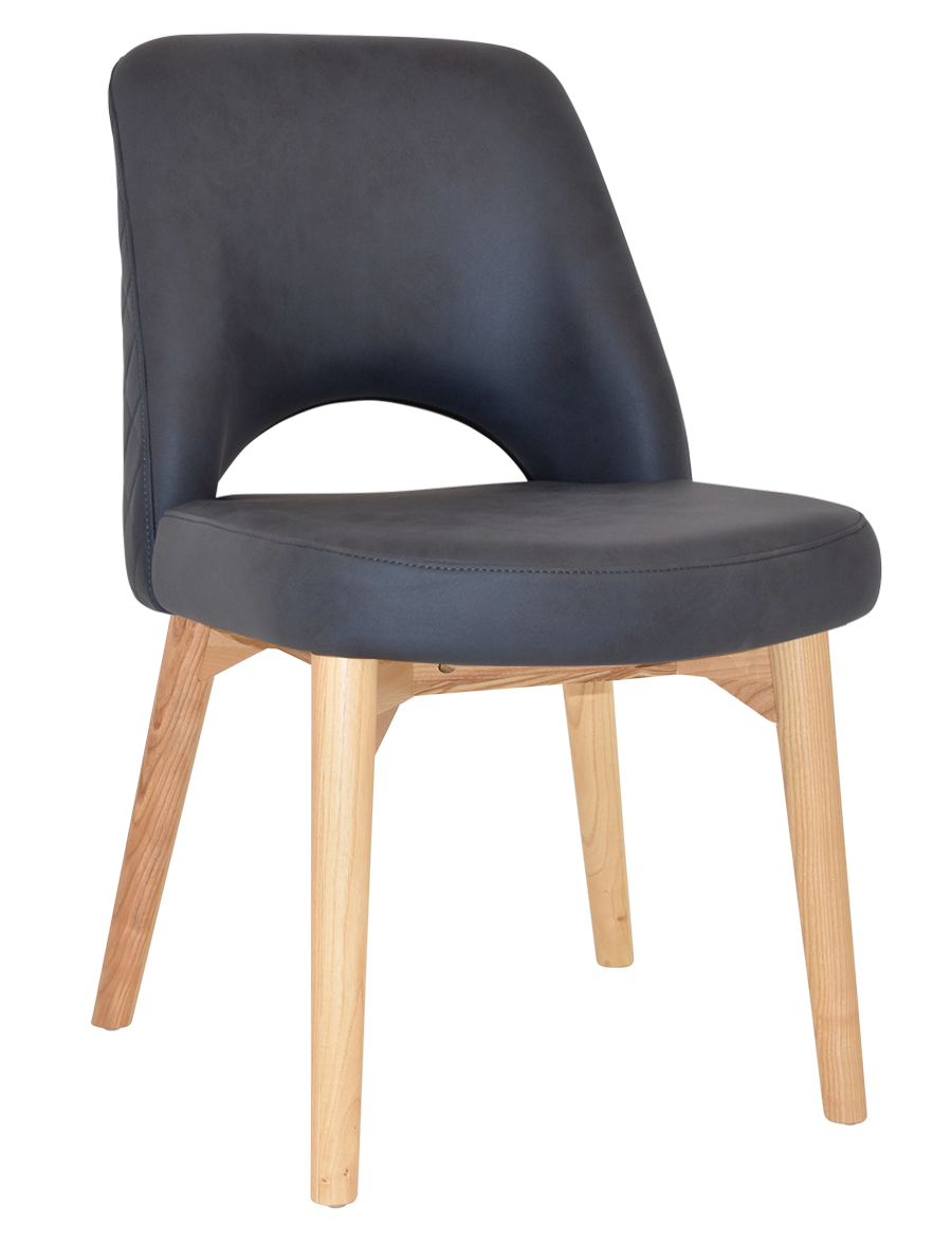 EZ Albury Solid Ash Timber Natural Stained Upholstered Hospitality Dining Chair