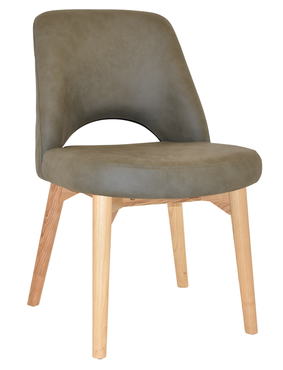 EZ Albury Solid Ash Timber Natural Stained Upholstered Hospitality Dining Chair