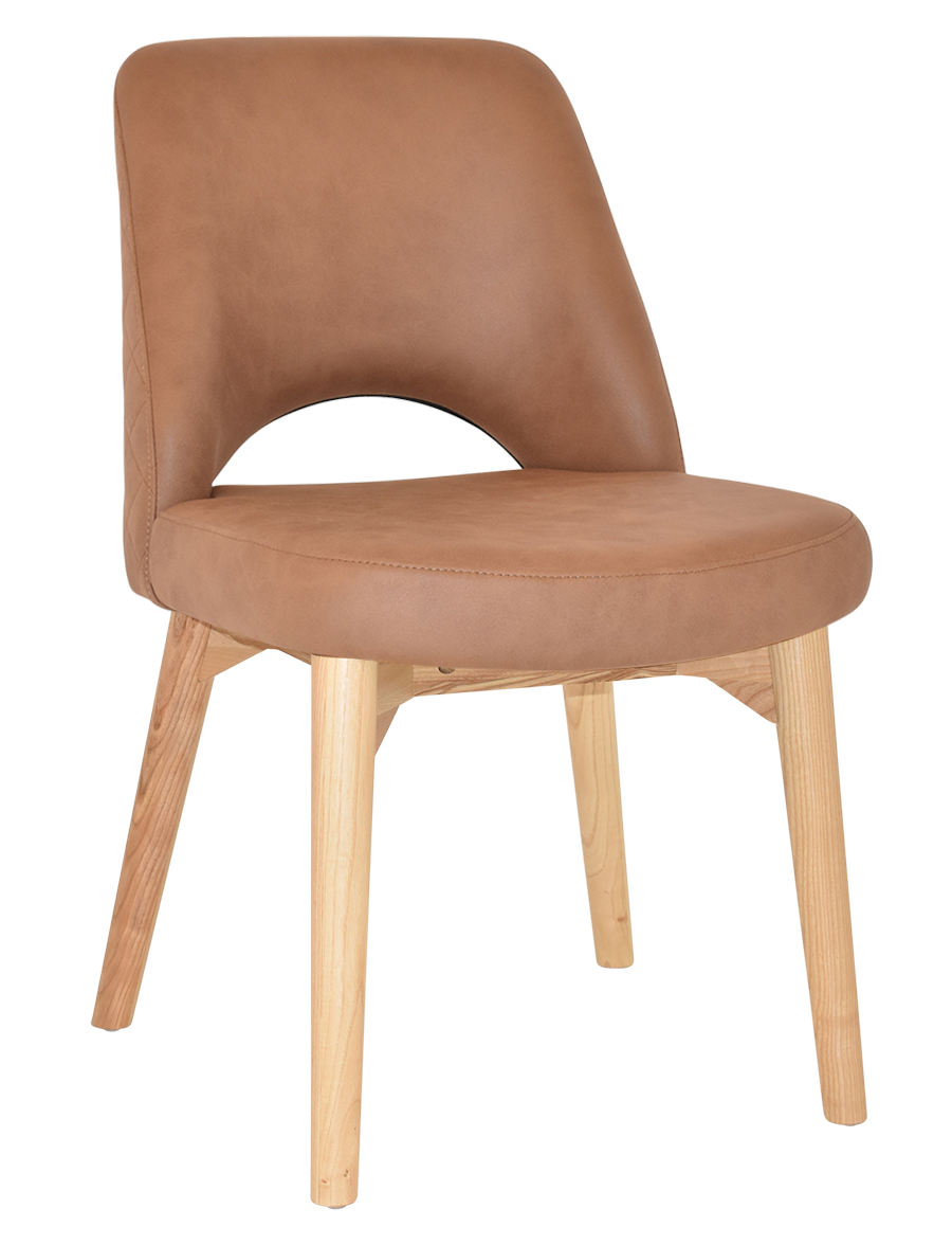 EZ Albury Solid Ash Timber Natural Stained Upholstered Hospitality Dining Chair