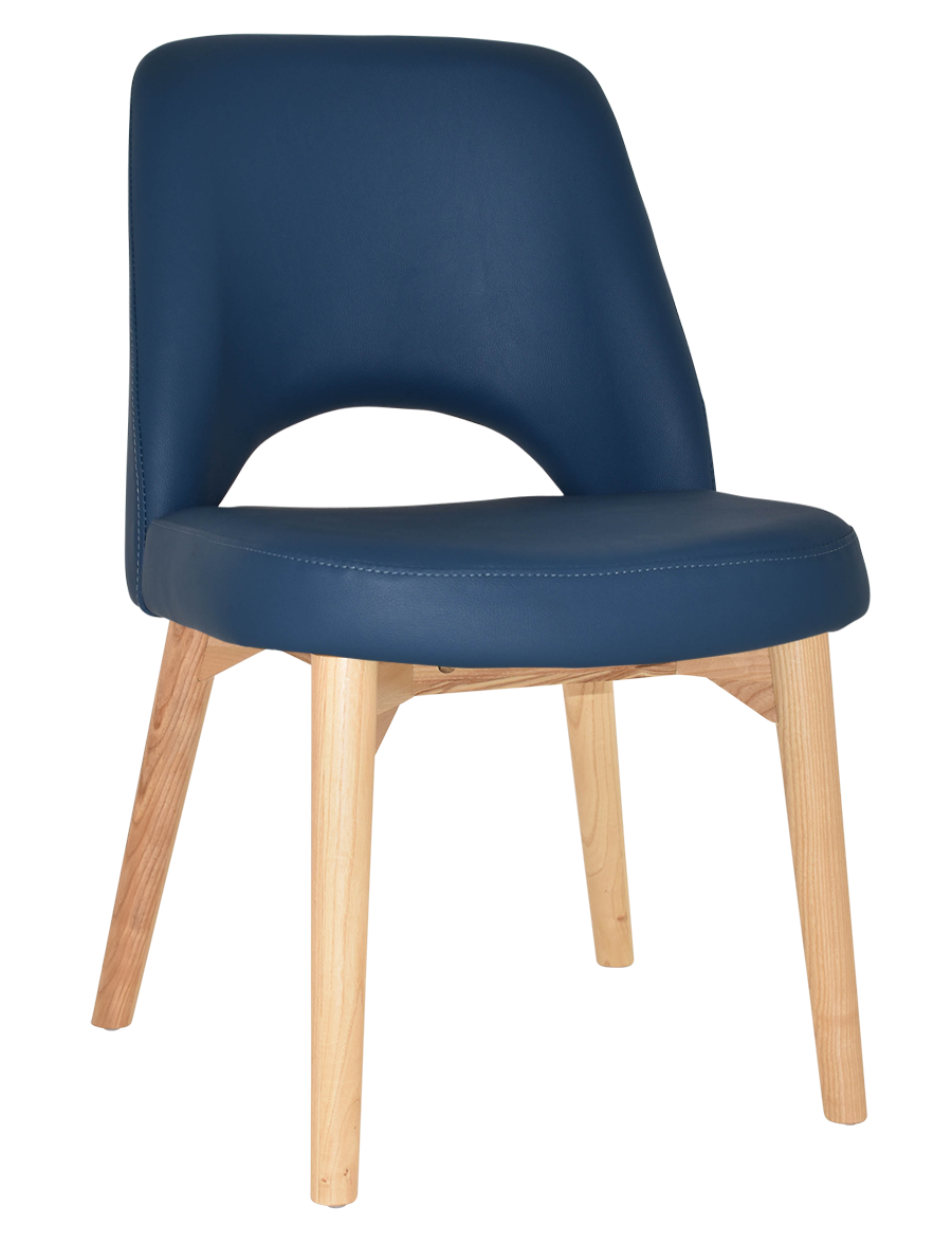 EZ Albury Solid Ash Timber Natural Stained Upholstered Hospitality Dining Chair