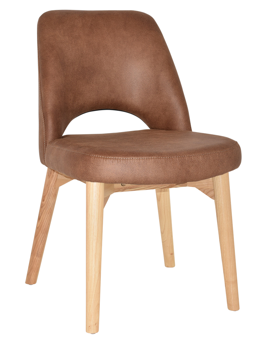 EZ Albury Solid Ash Timber Natural Stained Upholstered Hospitality Dining Chair