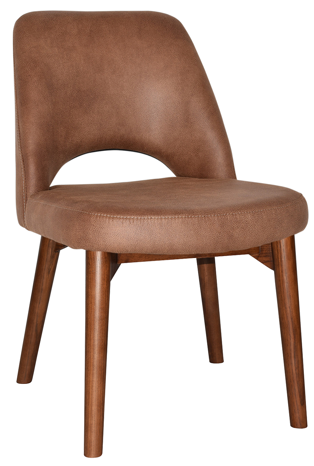 EZ Albury Solid Timber Walnut Colour Stained Upholstered Hospitality Dining Chair