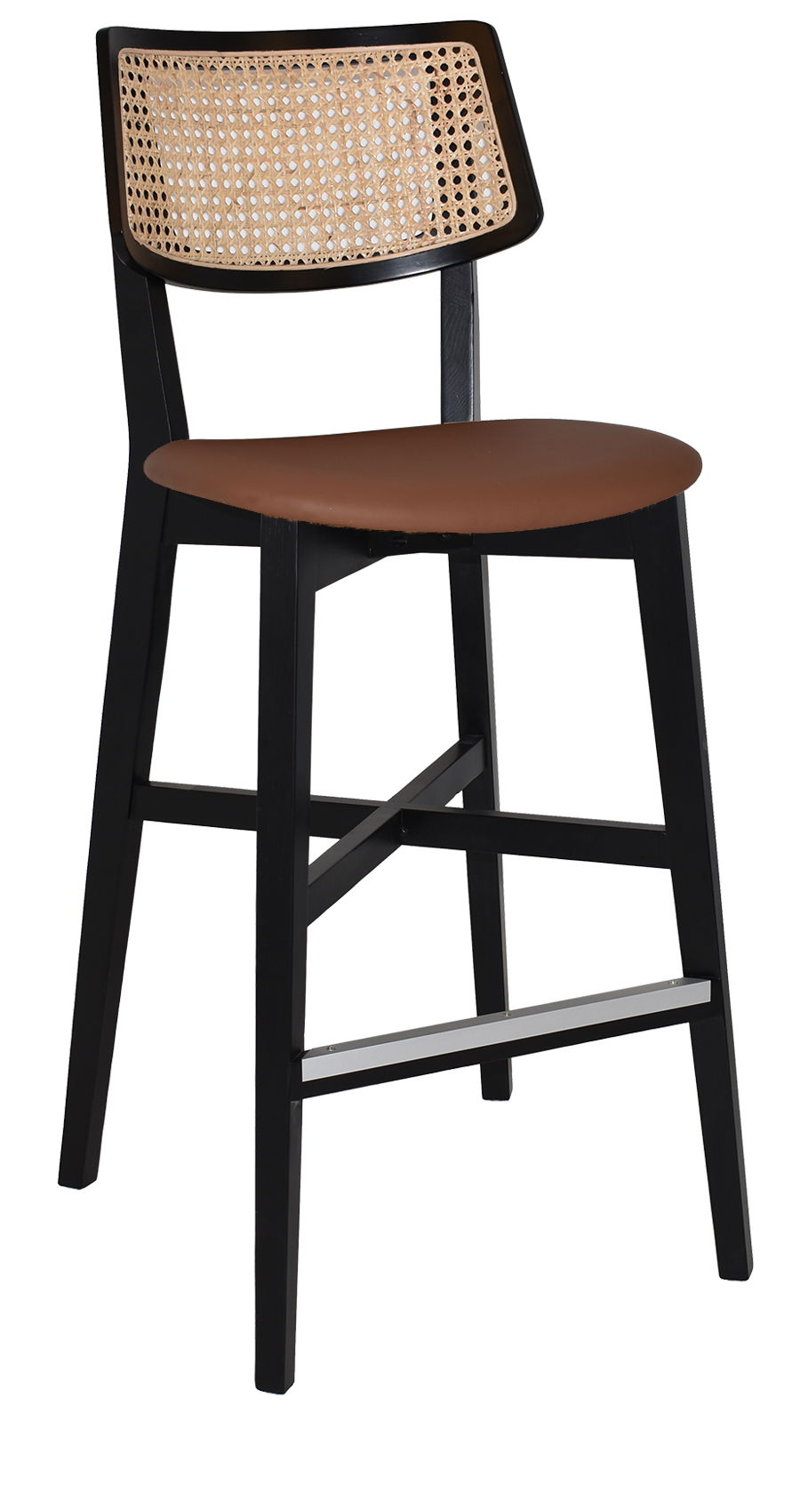 EZ Phoenix Solid Timber Framed Rattan Back Barstool