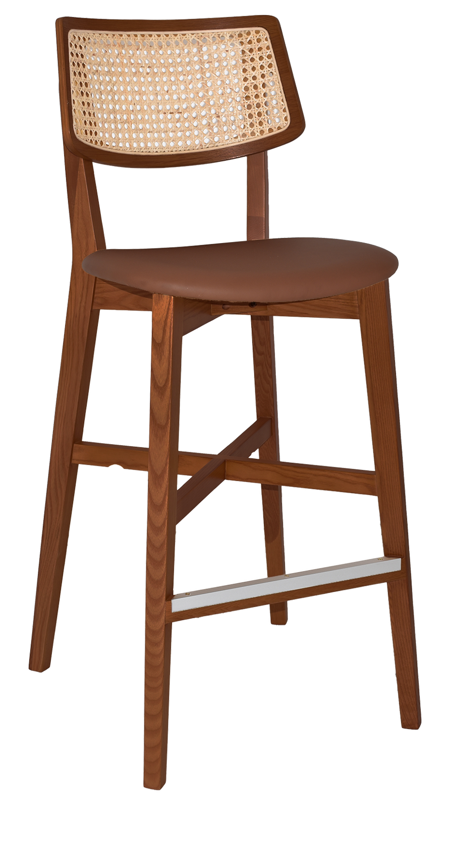 EZ Phoenix Solid Timber Framed Rattan Back Barstool