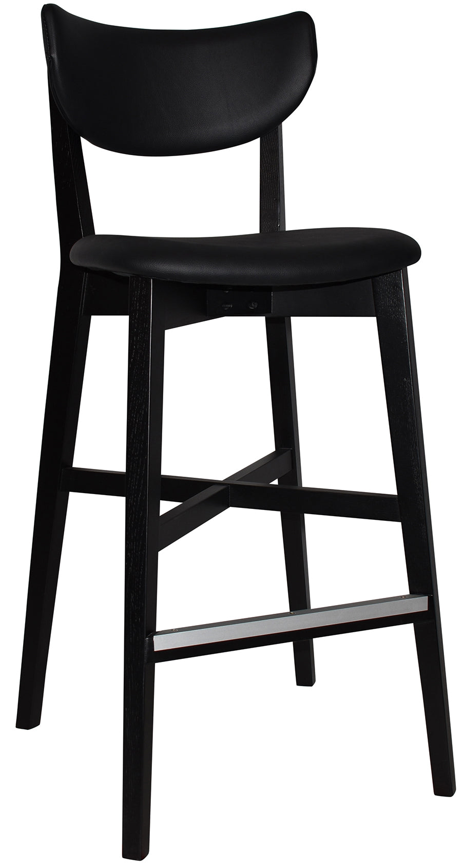 EZ Rialto Solid Timber Framed Black Vinyl Seat and Back Barstool