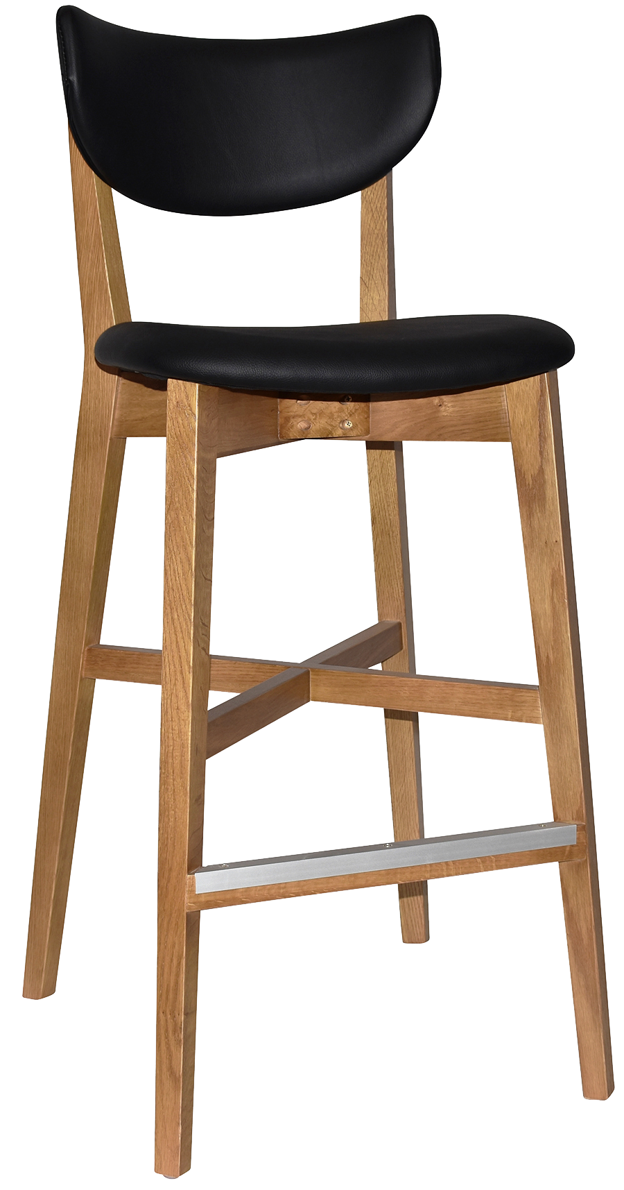 EZ Rialto Solid Timber Framed Black Vinyl Seat and Back Barstool