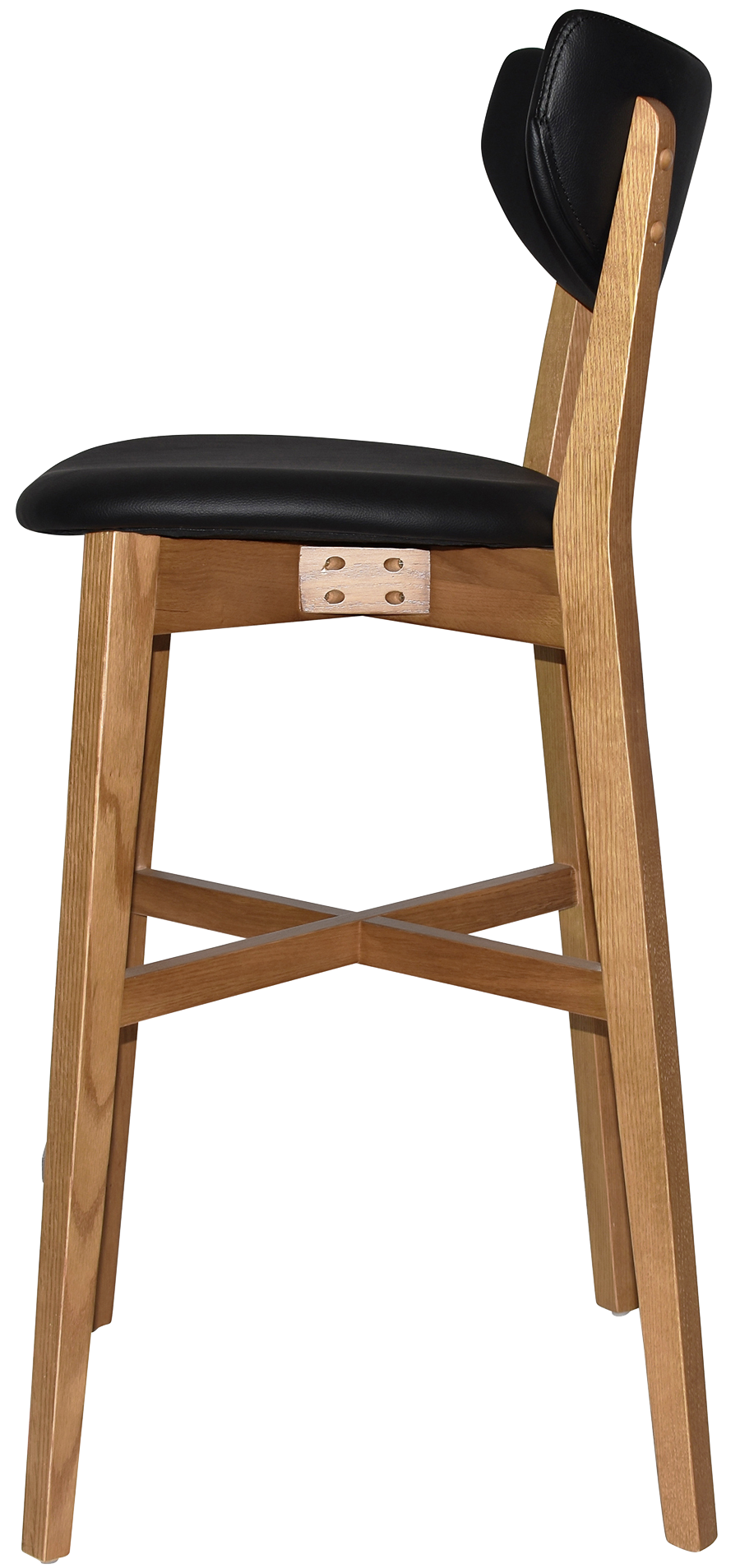 EZ Rialto Solid Timber Framed Black Vinyl Seat and Back Barstool