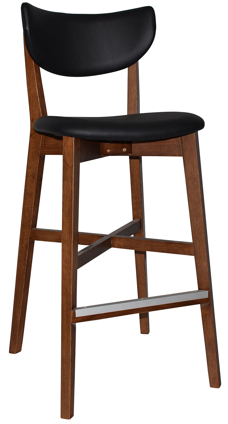 EZ Rialto Solid Timber Framed Black Vinyl Seat and Back Barstool