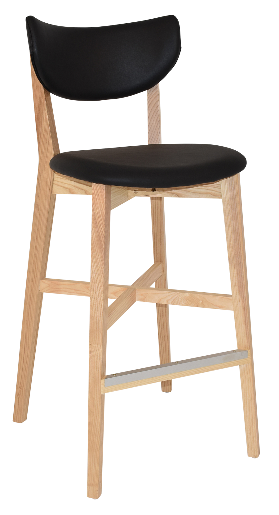 EZ Rialto Solid Timber Framed Black Vinyl Seat and Back Barstool