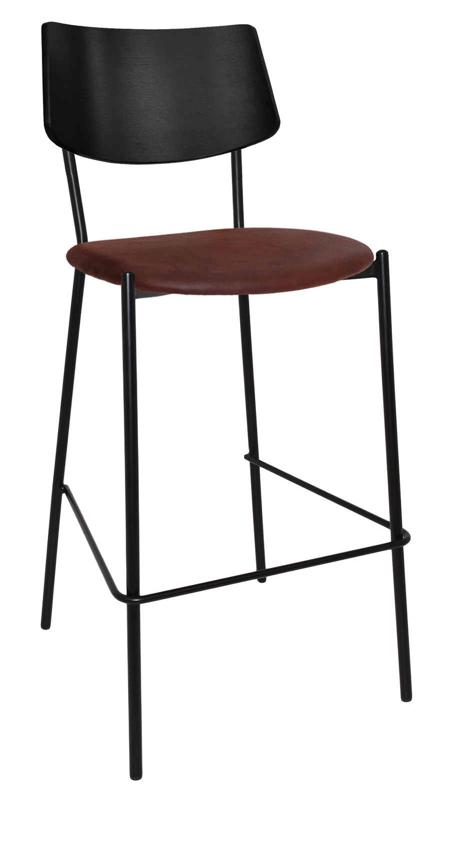 EZ Texas Black Metal Leg Barstool with Black Veneer Back