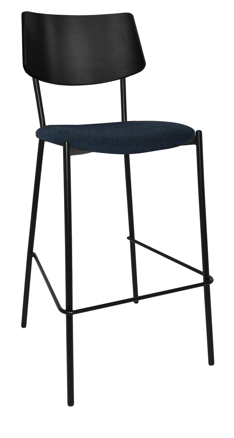 EZ Texas Black Metal Leg Barstool with Black Veneer Back