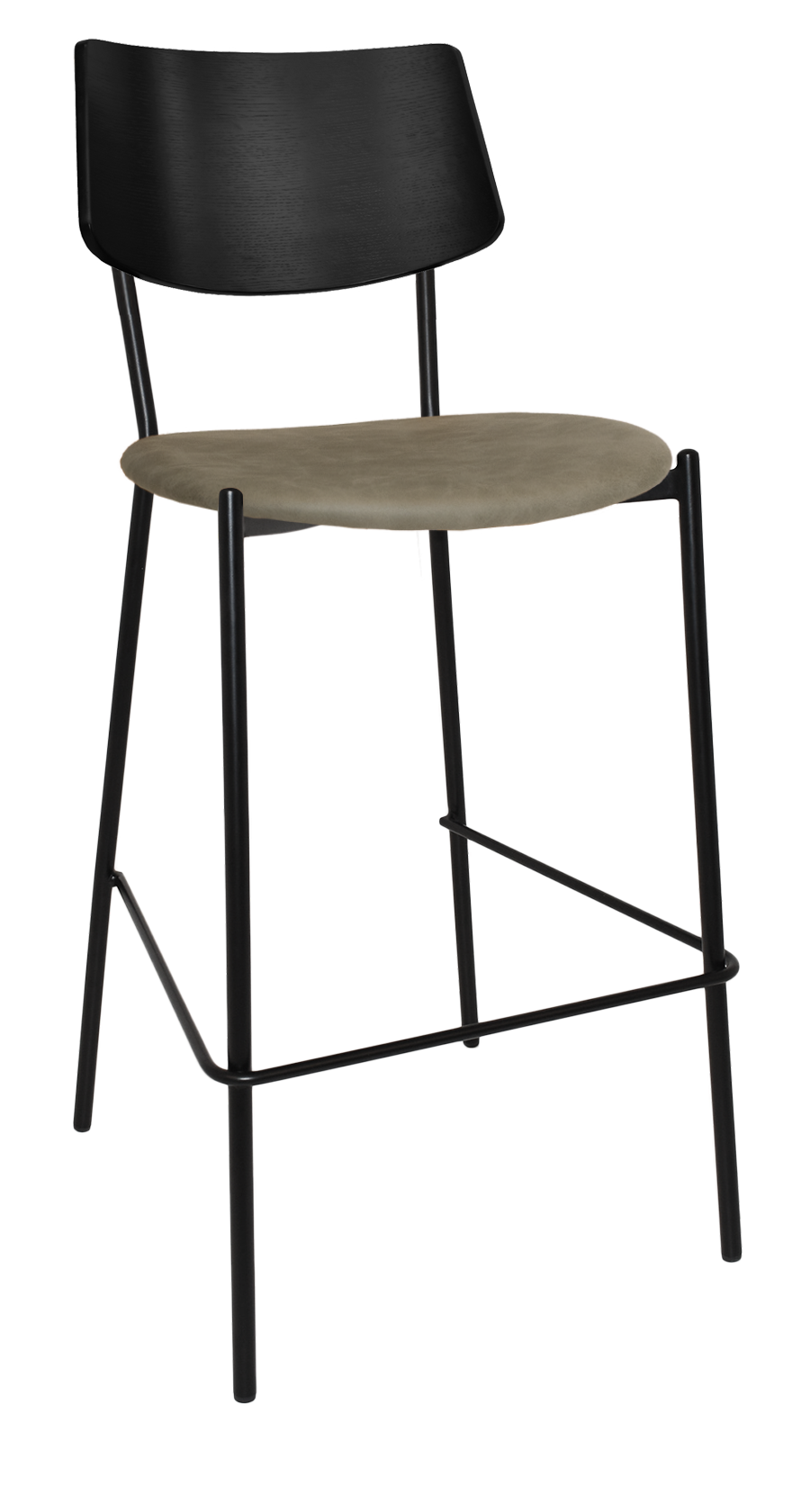EZ Texas Black Metal Leg Barstool with Black Veneer Back