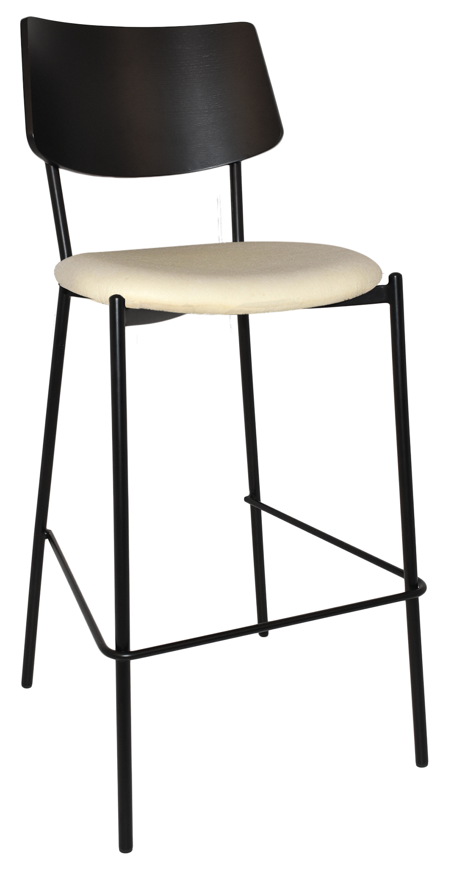 EZ Texas Black Metal Leg Barstool with Black Veneer Back
