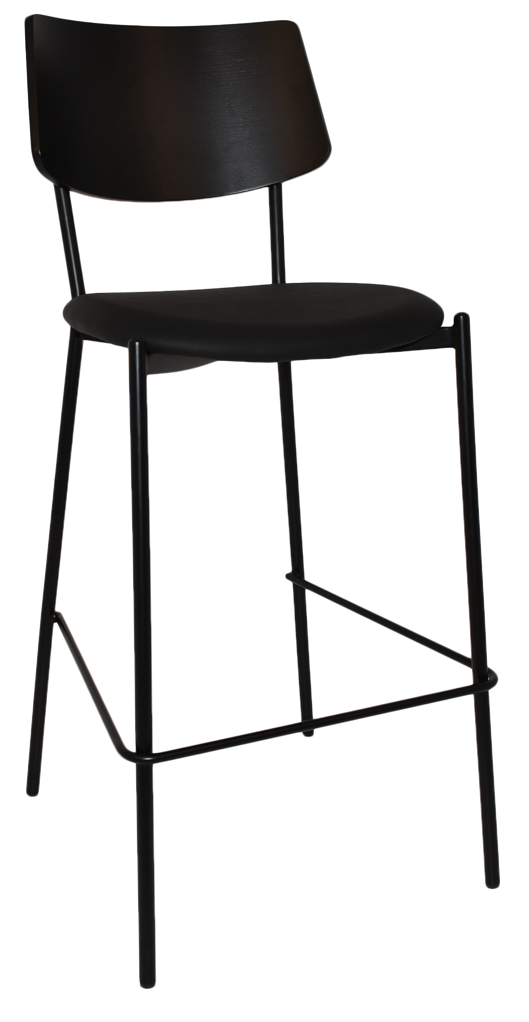 EZ Texas Black Metal Leg Barstool with Black Veneer Back