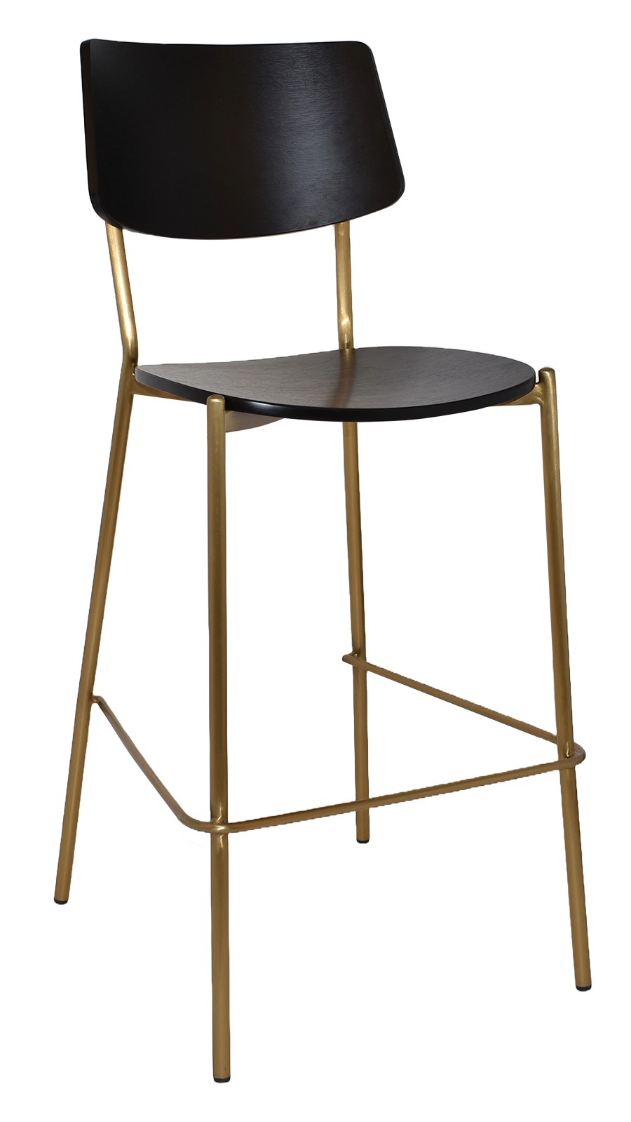 EZ Texas Brass Leg Barstool with Black Veneer Back