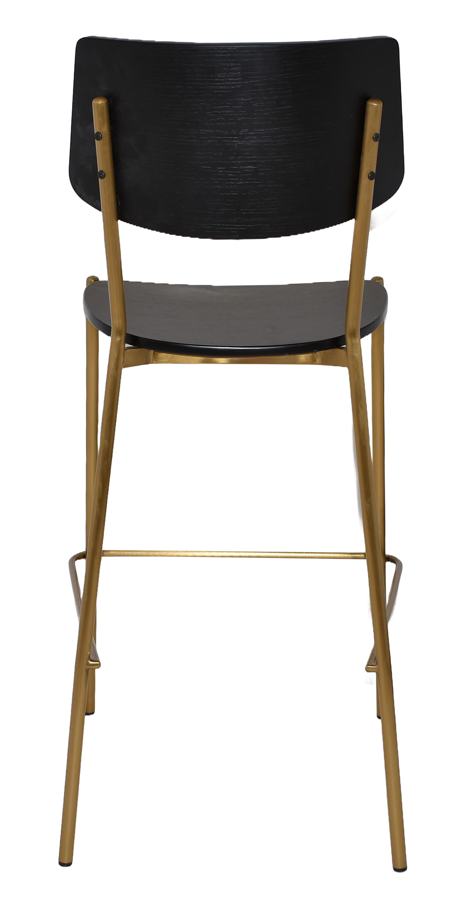 EZ Texas Brass Leg Barstool with Black Veneer Back
