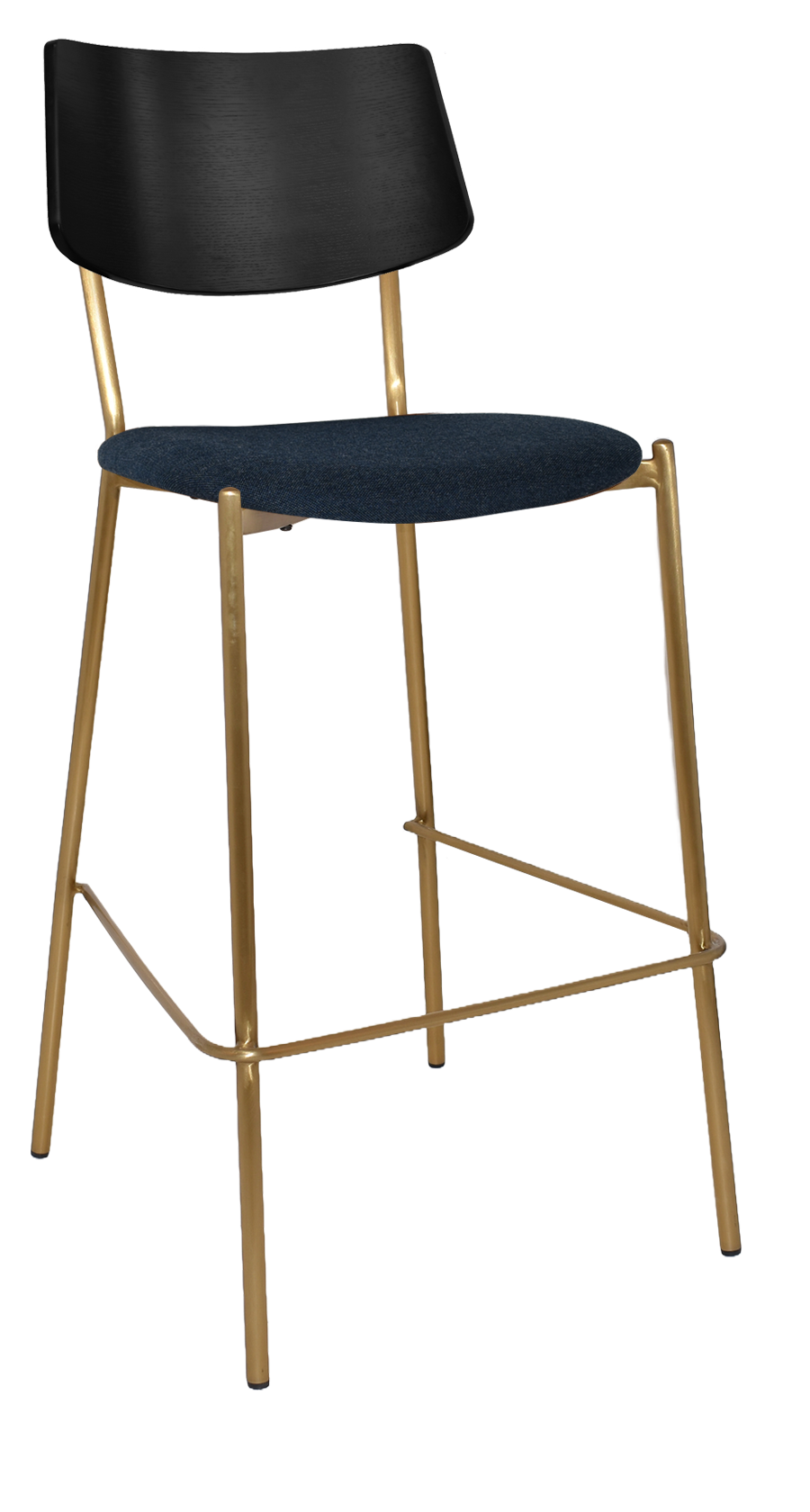 EZ Texas Brass Leg Barstool with Black Veneer Back