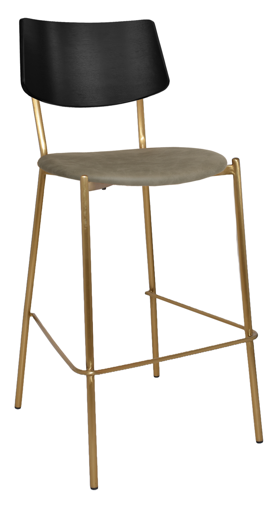 EZ Texas Brass Leg Barstool with Black Veneer Back