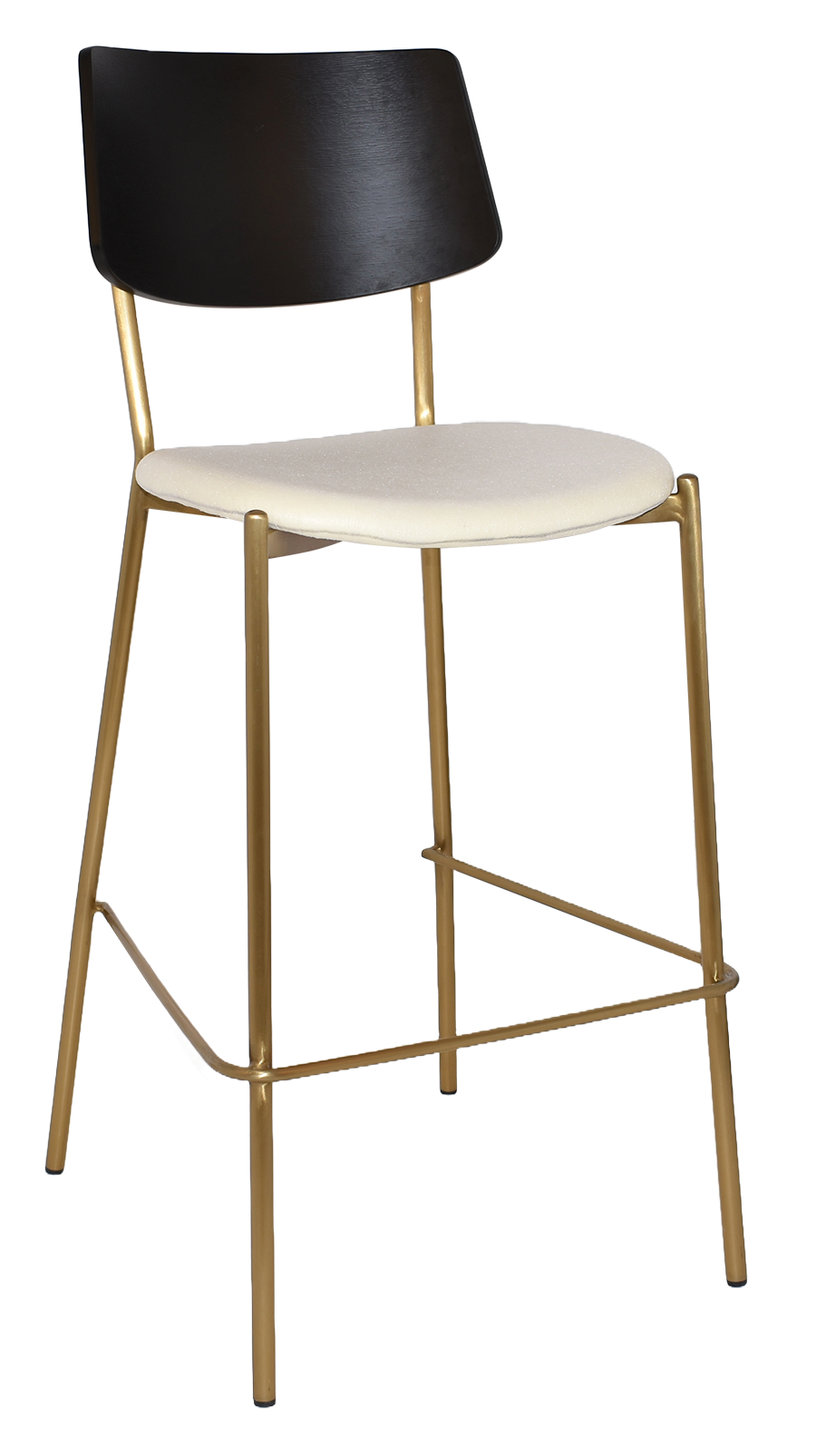 EZ Texas Brass Leg Barstool with Black Veneer Back