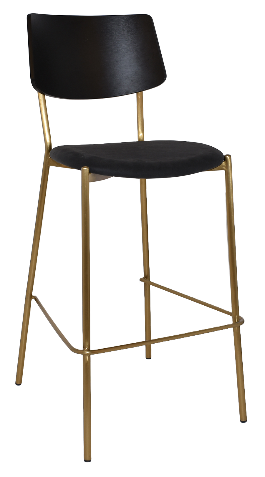EZ Texas Brass Leg Barstool with Black Veneer Back