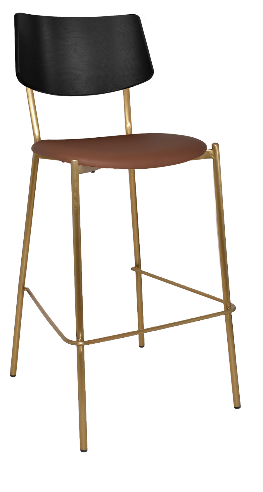 EZ Texas Brass Leg Barstool with Black Veneer Back